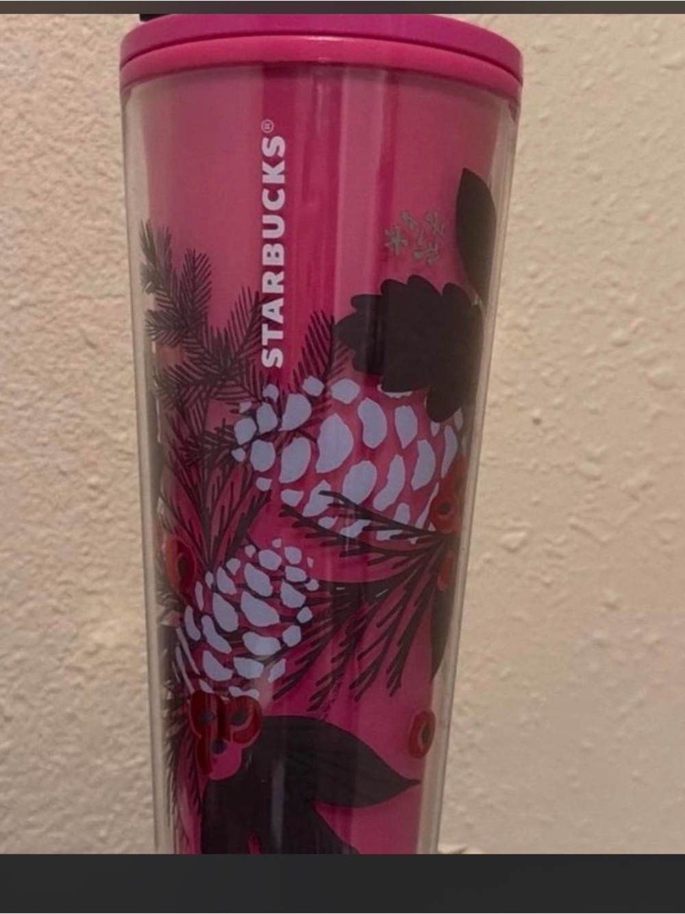 Starbucks Hot Pink Pinecone Travel Tumbler